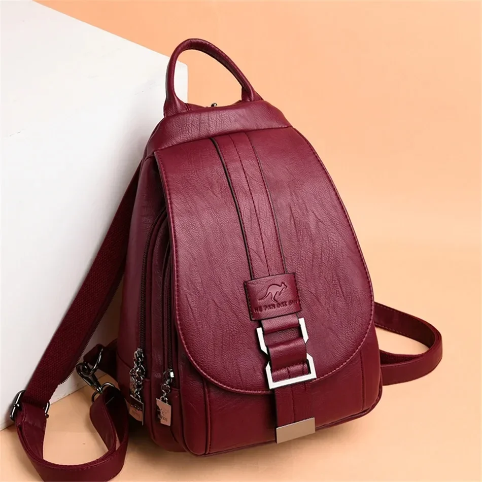Leather Backpack Vintage - Ransel kulit wanita multifungsi ransel Vintage