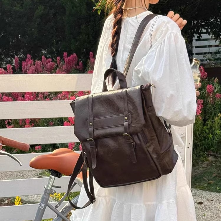 Ransel Kasual Wanita Ransel Se - Leather Backpack Vintage ulasan dan harga