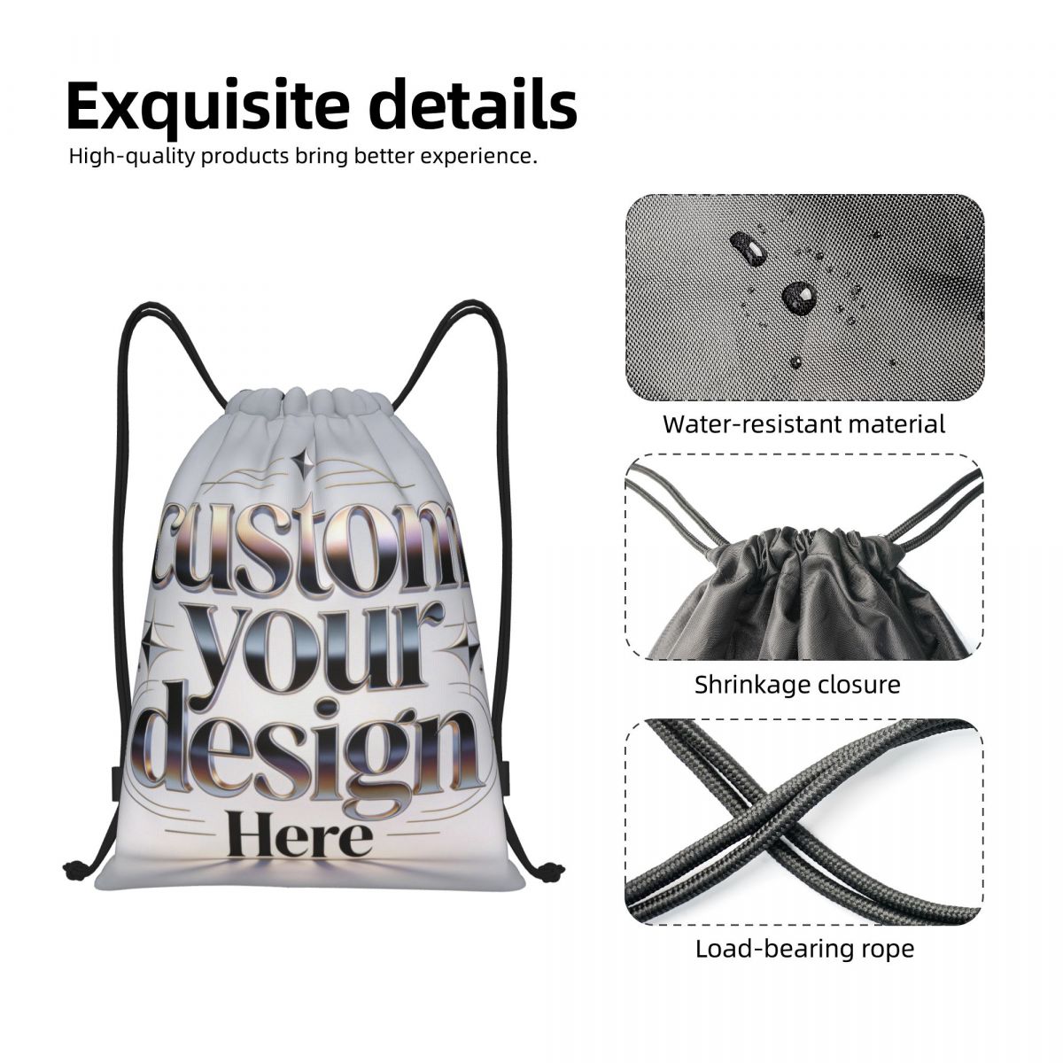 Tas Ransel Serut dengan Teks L - Drawstring Gym Bag ulasan dan harga