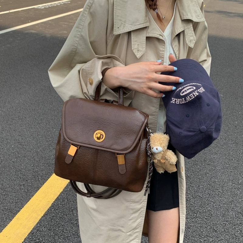 Ransel Kulit Sintetis Cokelat  - Leather Backpack Vintage ulasan dan harga